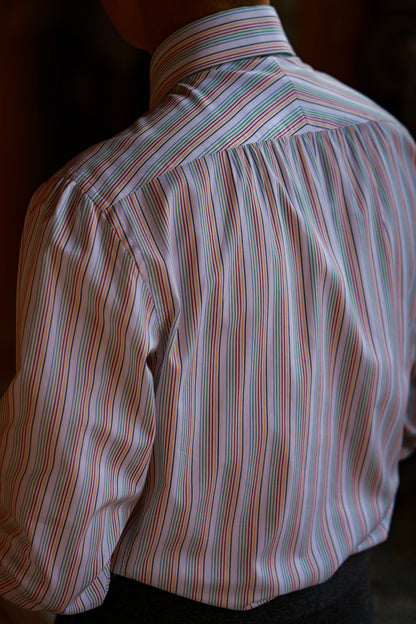 Handcrafted Long Point Collar Shirt — Capri Striped