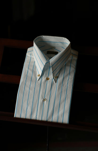 Long Point Button Down Collar Shirt — Glacier Stripe