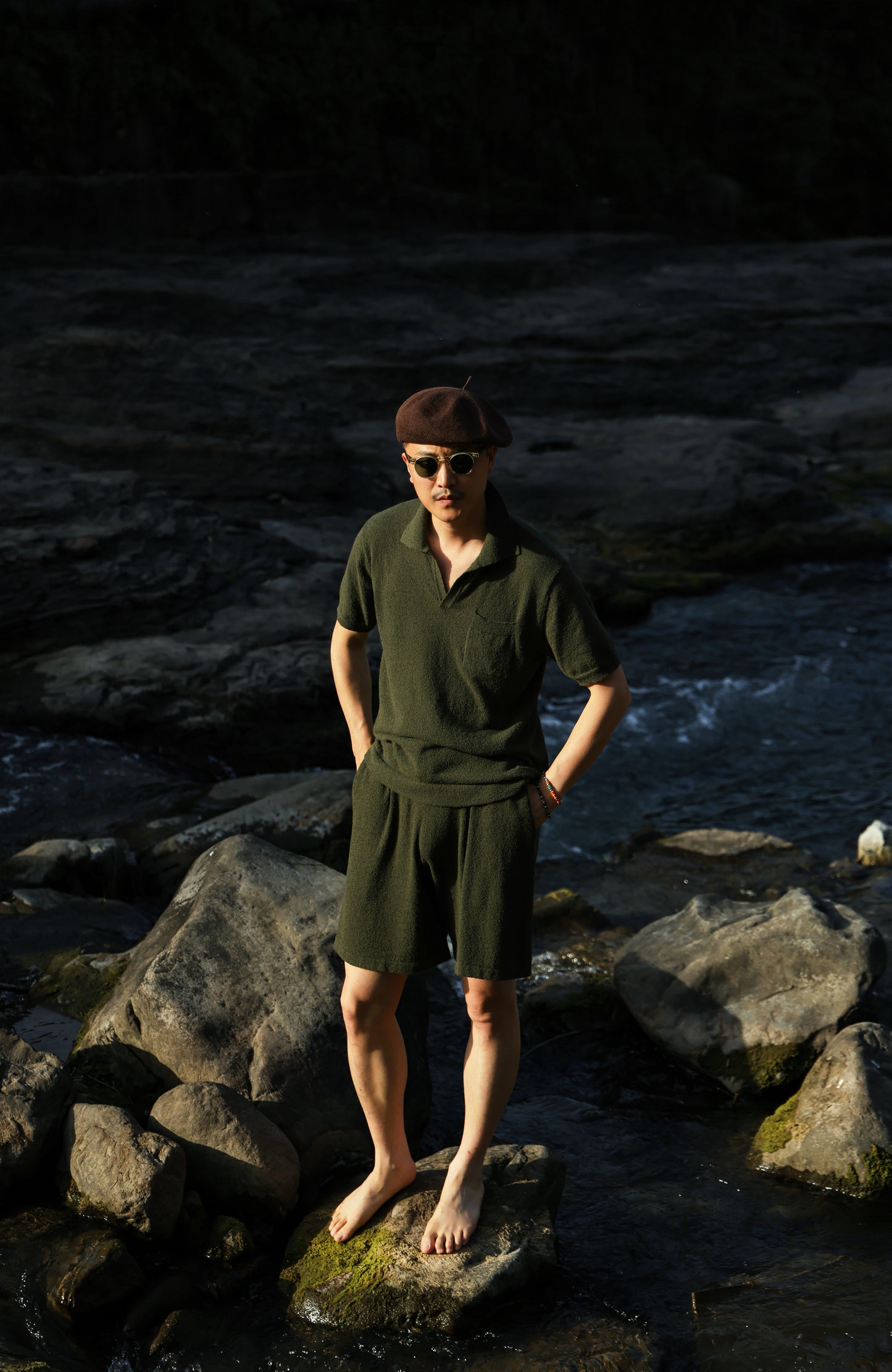 「Moss」Terry-Knit Combed-Cotton Shorts in the set