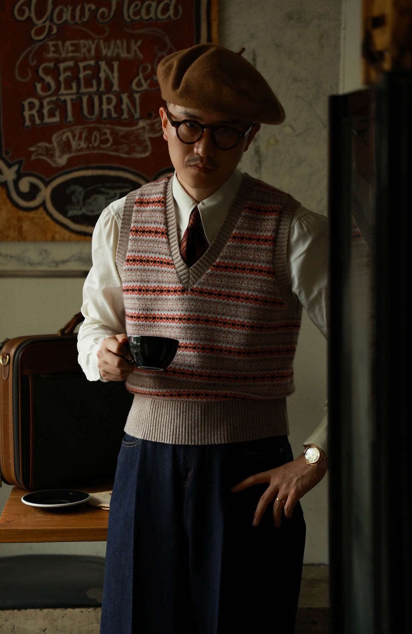 Fair Isle V-neck sweater vest 