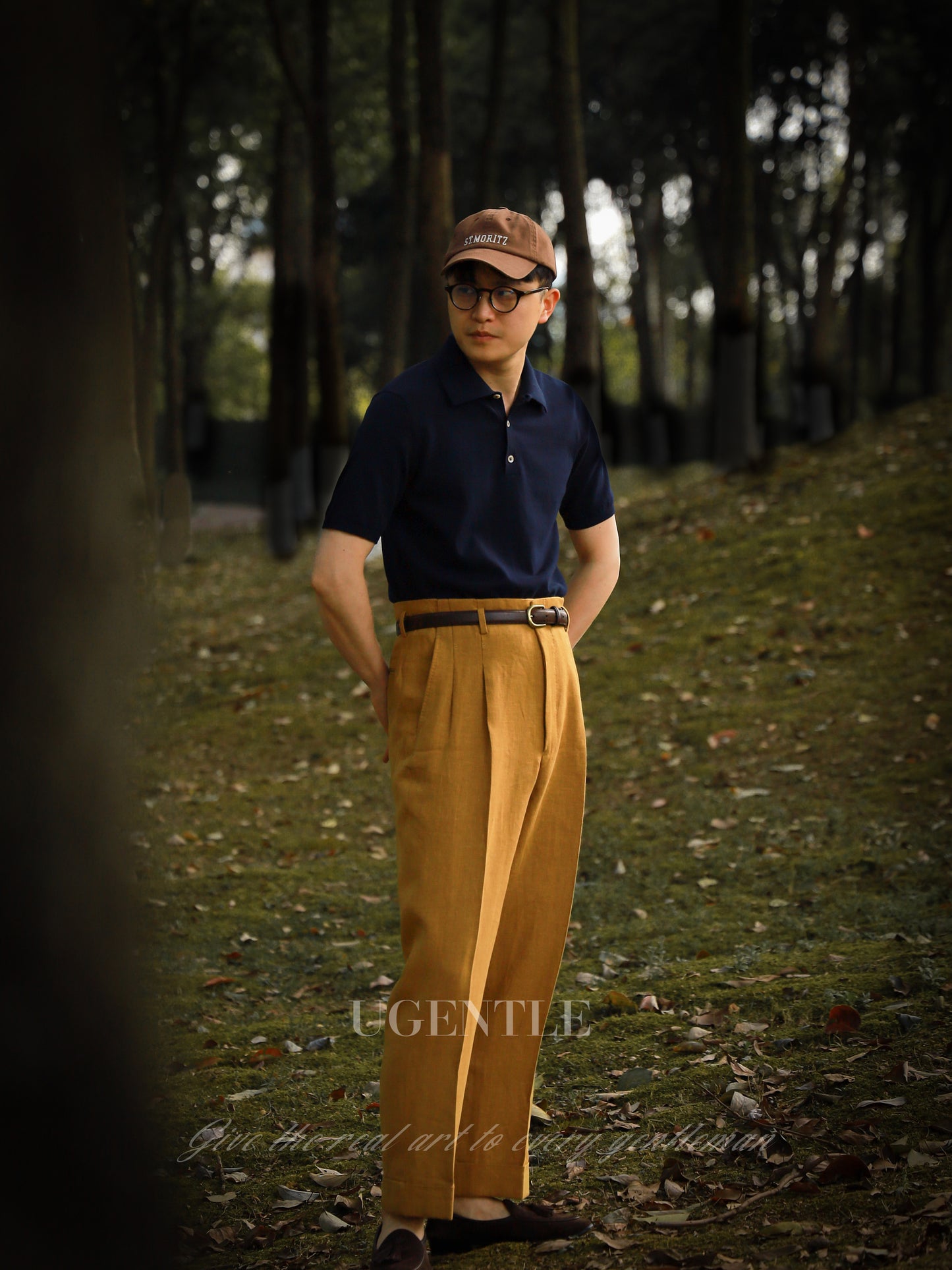 「Navy Blue」combed cotton Shell Buttons Knit Short-Sleeve Polo Shirt