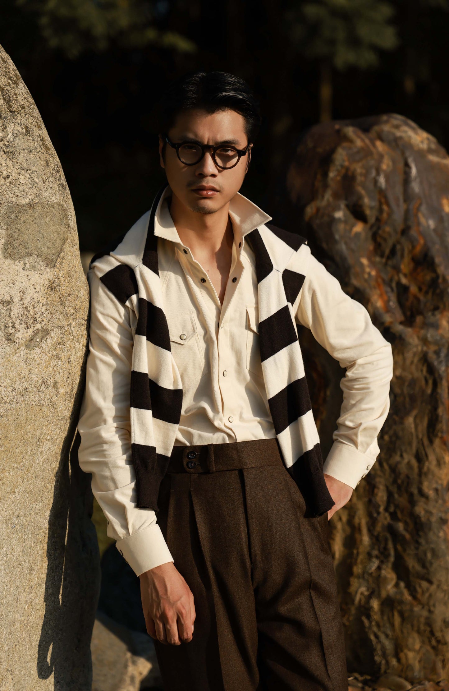 Western Collar Long-Sleeve Shirt(21-Wale Japanese Corduroy) — Sandshore Beige