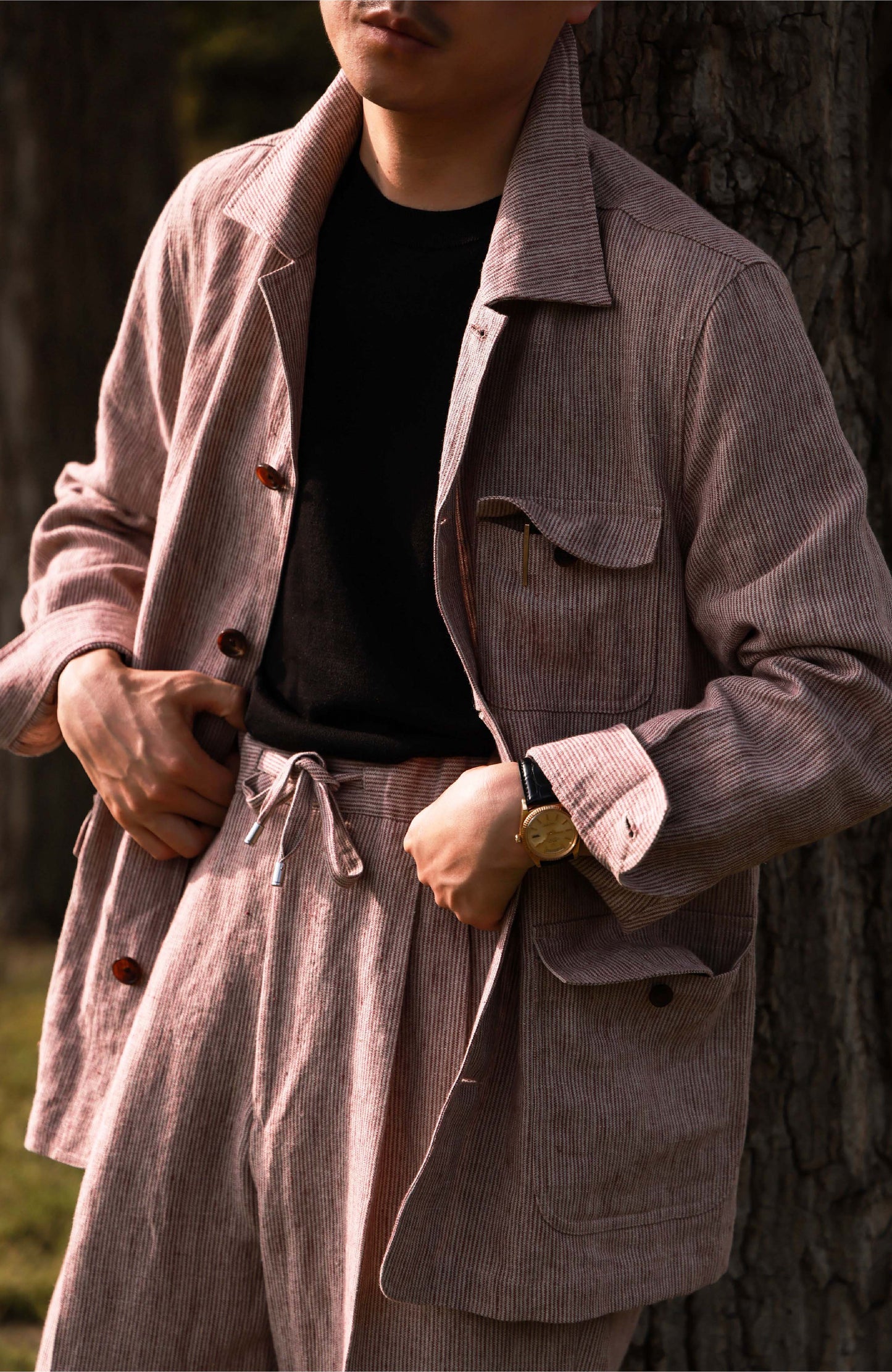 Heavyweight Linen French Five-Pocket Jacket — Terracotta Sand
