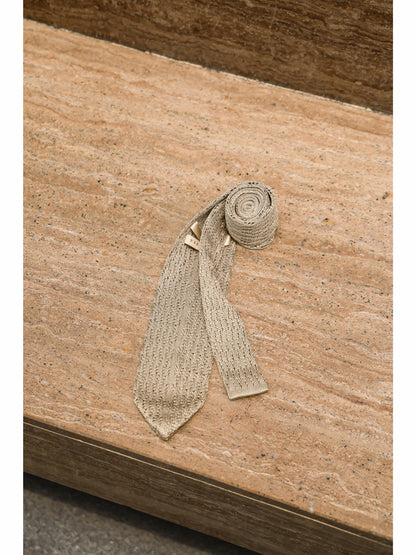 「Perforated Stone Series」Openwork Knit Academic Business Tie 100% Mulberry Silk