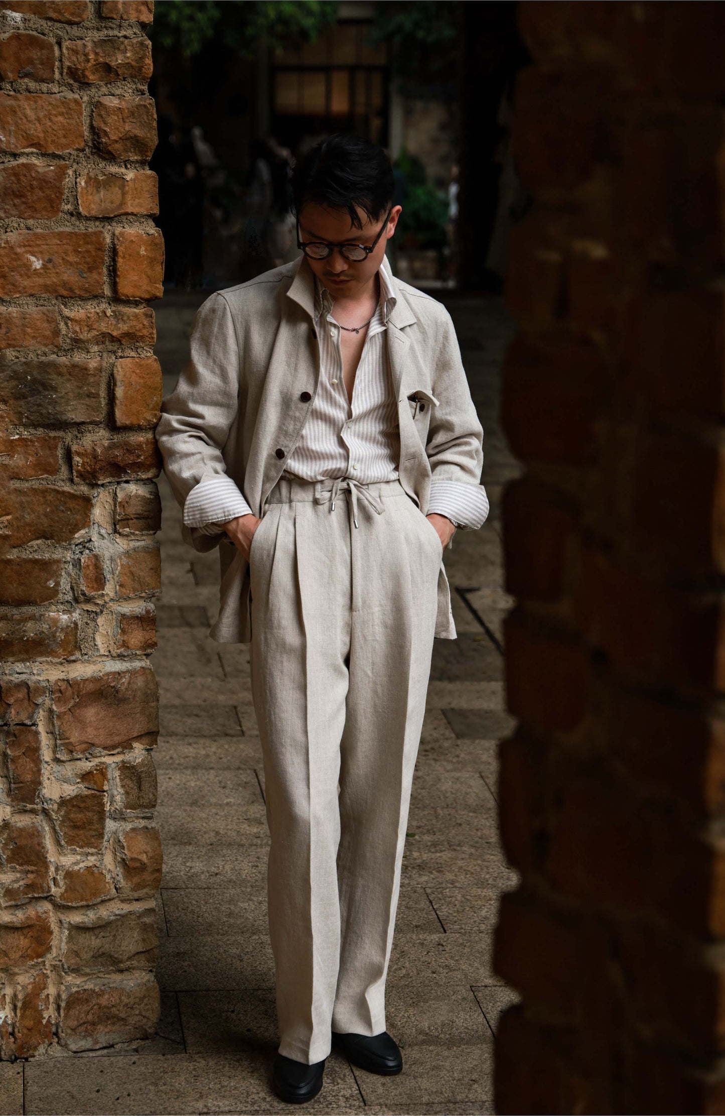 Heavyweight Linen French Five-Pocket Jacket — Harvest Beige