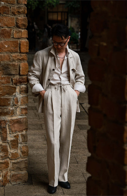 Heavyweight Linen French Five-Pocket Jacket — Harvest Beige
