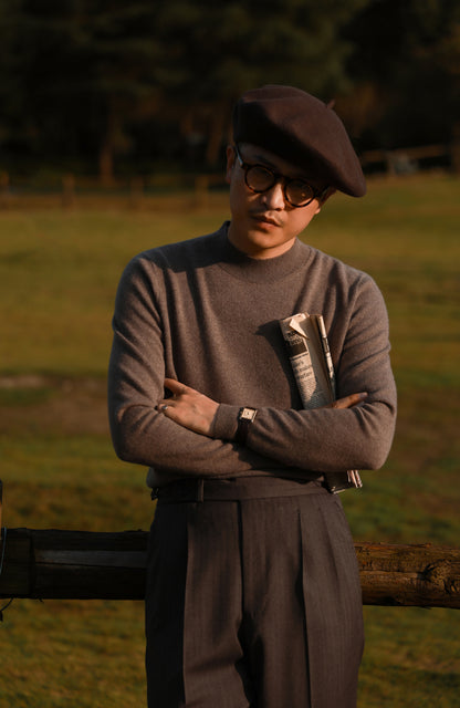 "Charcoal Latte" Half Turtleneck Sweater 