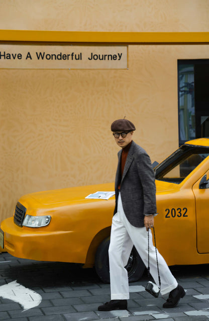 ETHOMAS Half-Canvas Single-Breasted Wool-Silk-Linen Blend Suit Jacket — Charcoal Brown