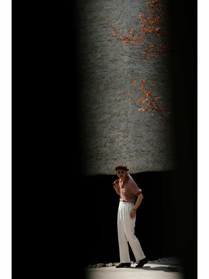 Open Collar Cotton Knitted Polo Terracotta