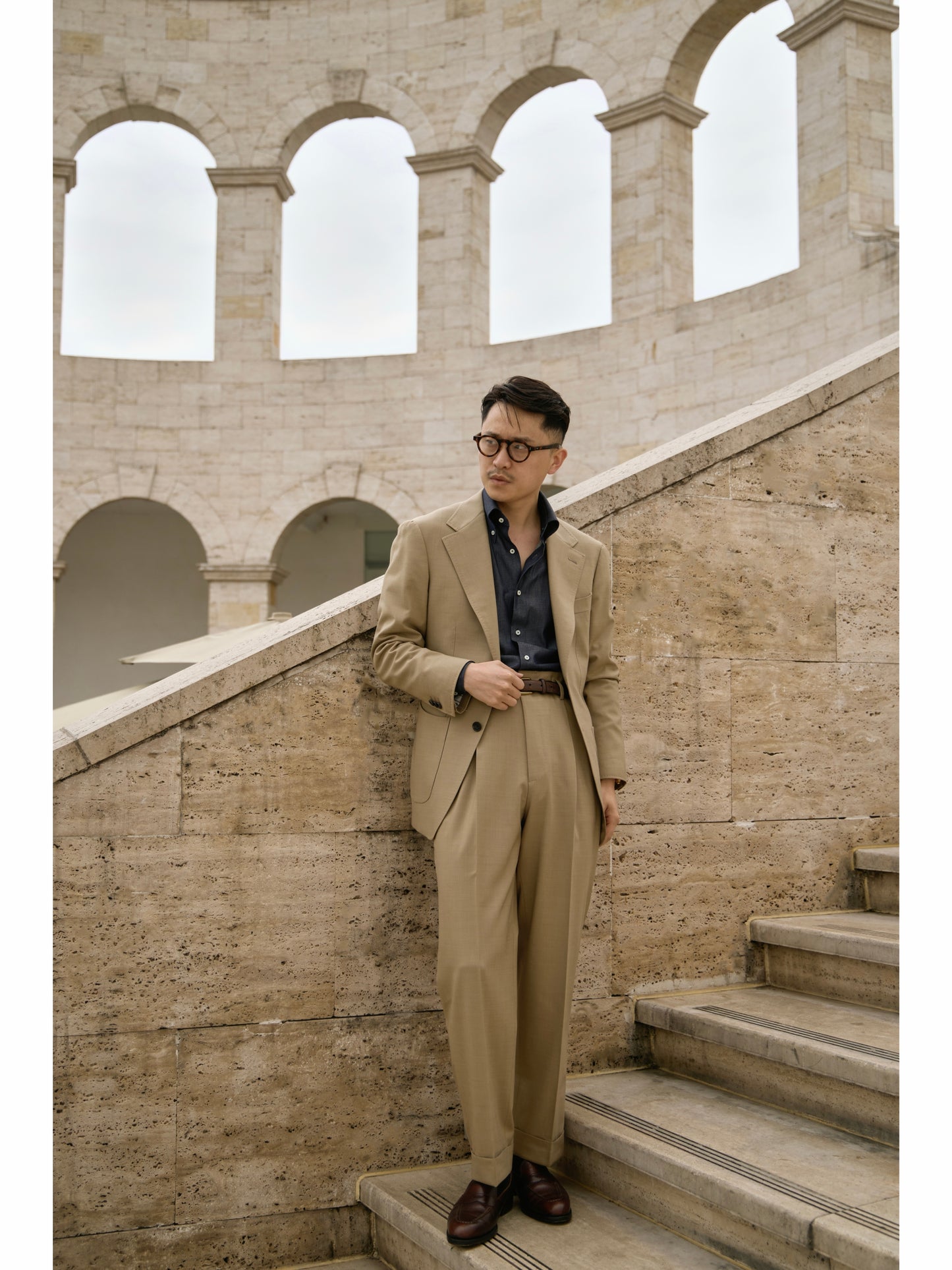 「Sand Trace」Italian-style Half-Canvas Notched Lapel Suit Jacket