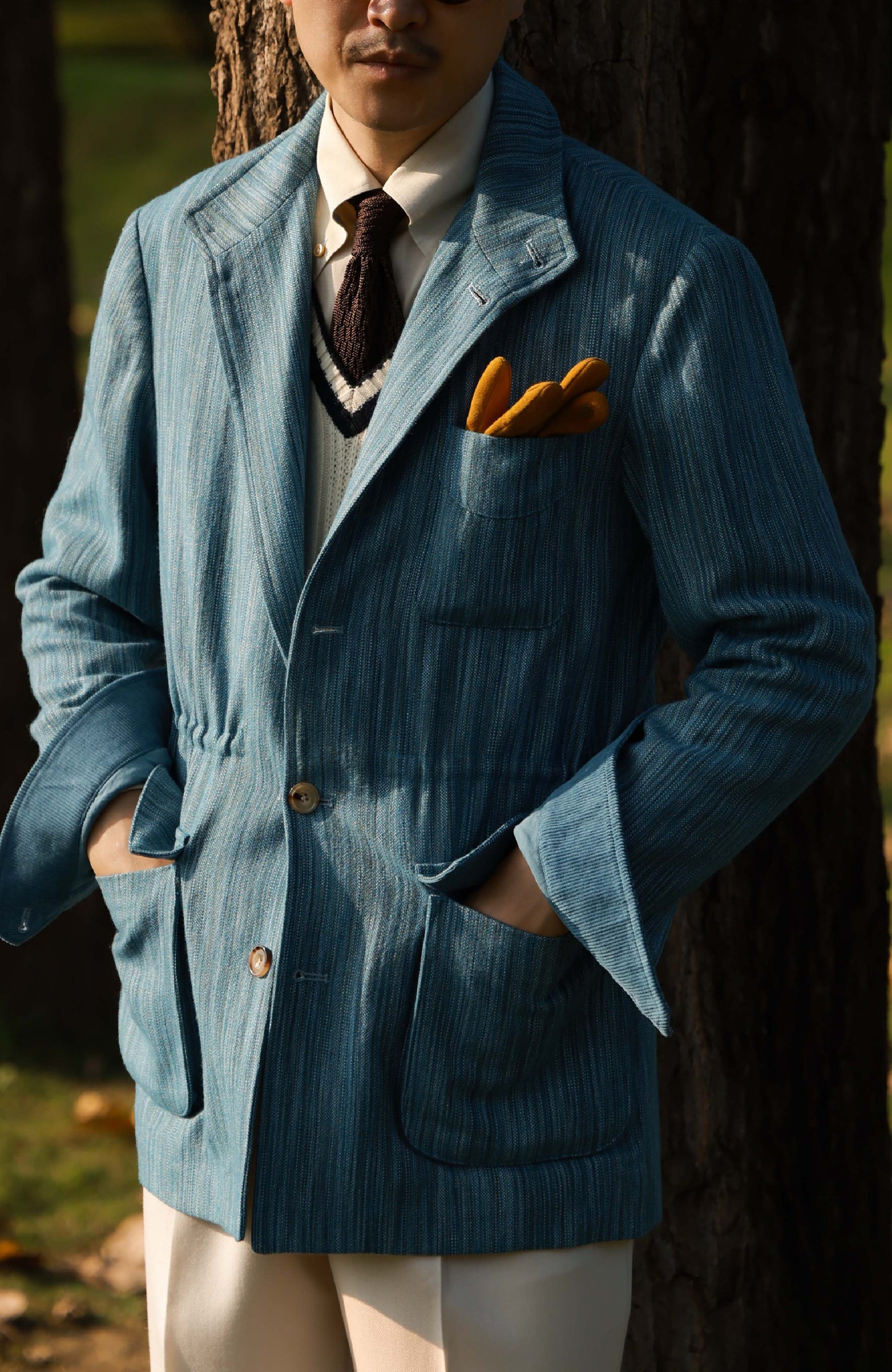 Wool-Linen Teba Field Jacket — Picasso Blue