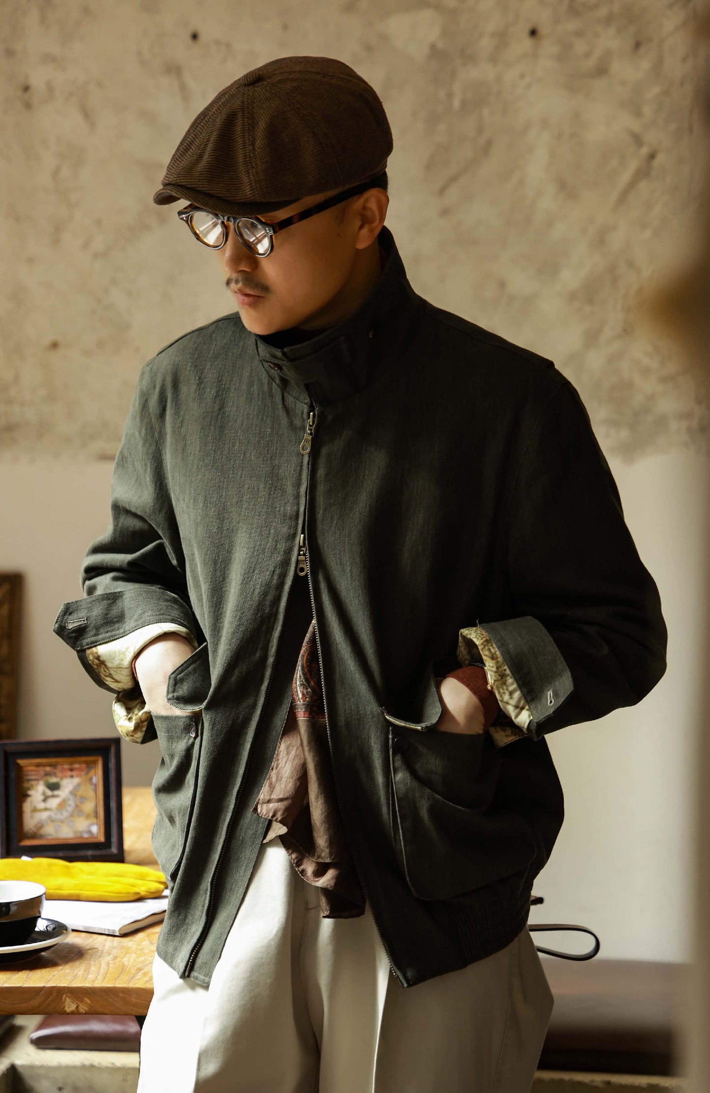 Heavy Cotton Bomber Jacket — Imperial Green