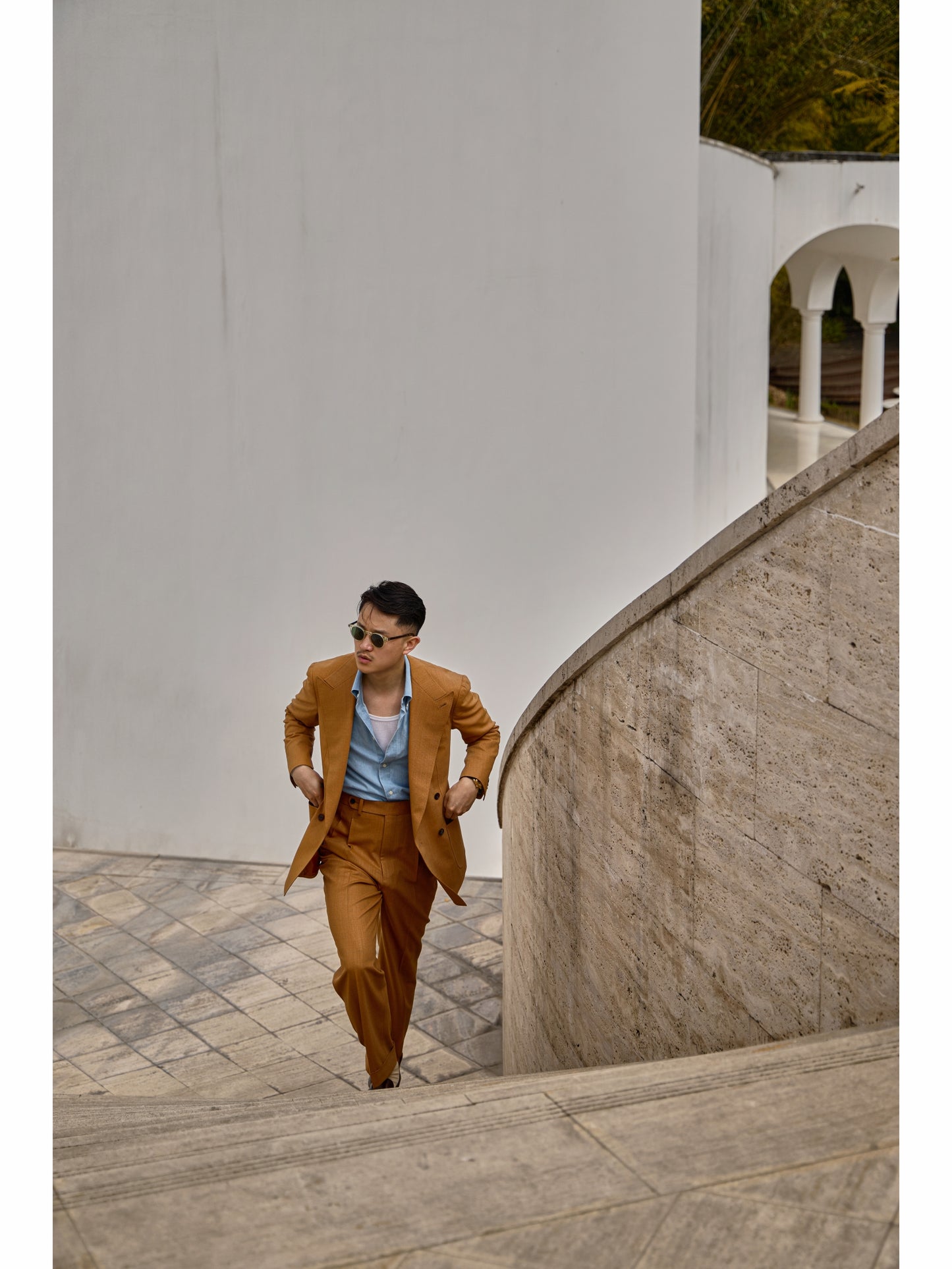 「Tuscan Dusk」Italian-style Peaked Lapel Merino Wool Suit Jacket