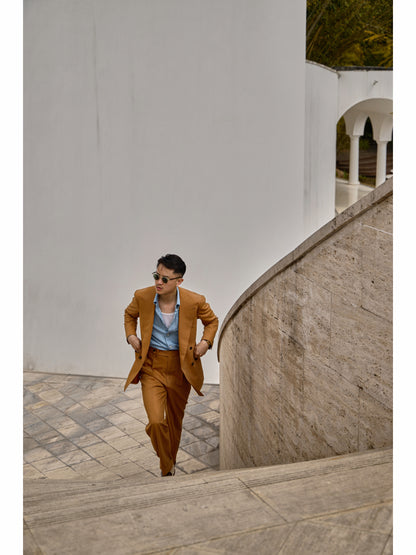 「Tuscan Dusk」Italian-style Peaked Lapel Merino Wool Suit Jacket