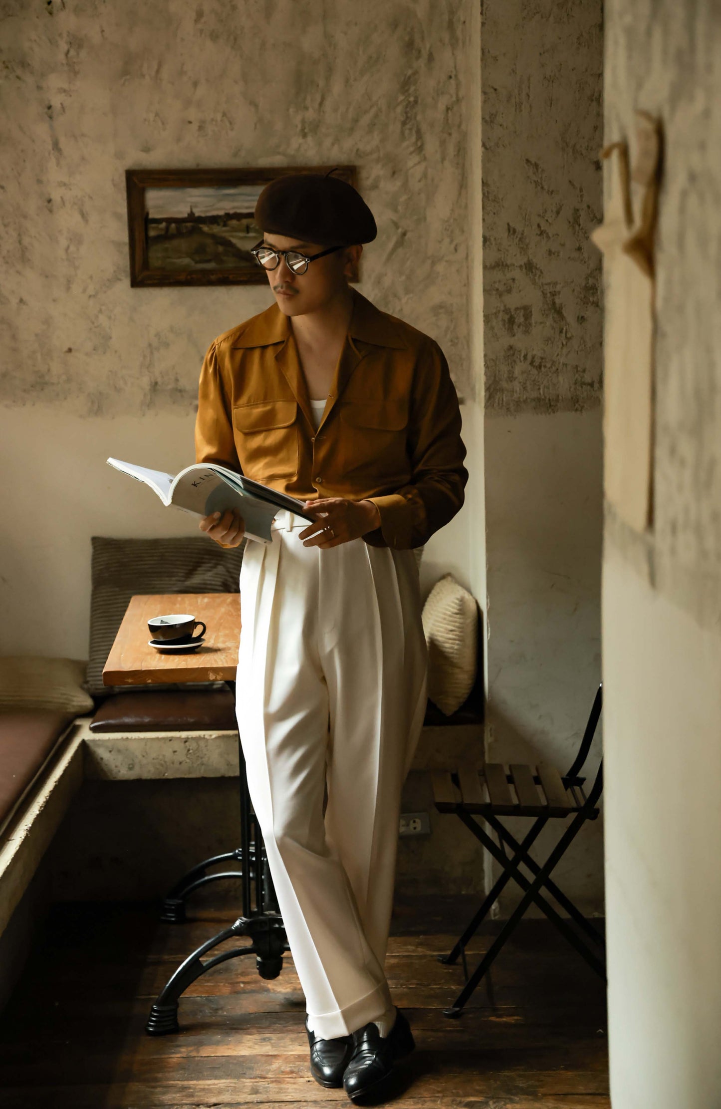 Handcrafted Cuban Collar Shirt — Floating golden