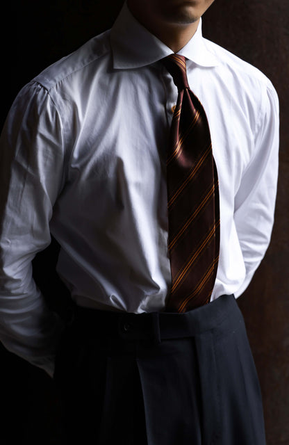 Handcrafted Cutaway Collar Shirt in Italian CANCLINI Cotton — Snow Peak White