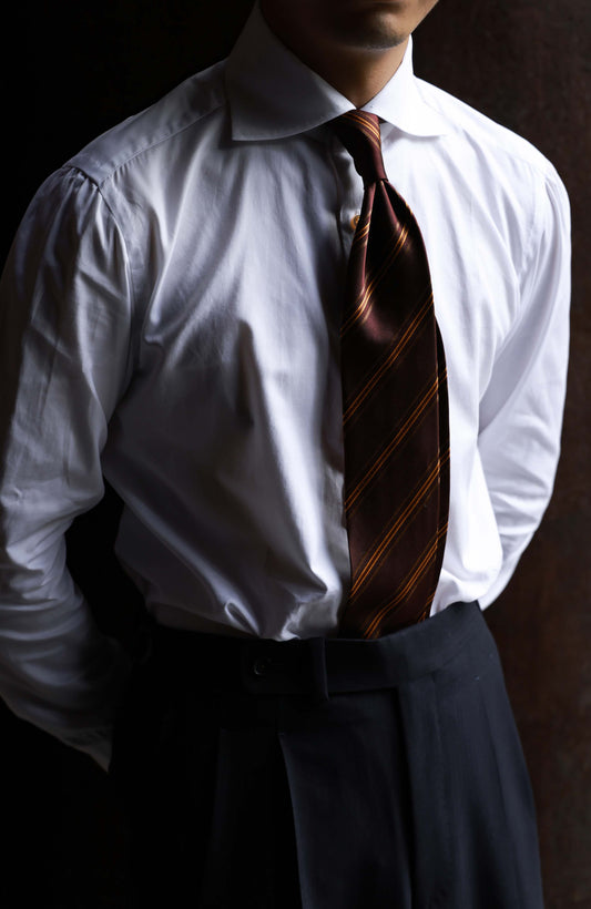 Handcrafted Cutaway Collar Shirt in Italian CANCLINI Cotton — Snow Peak White