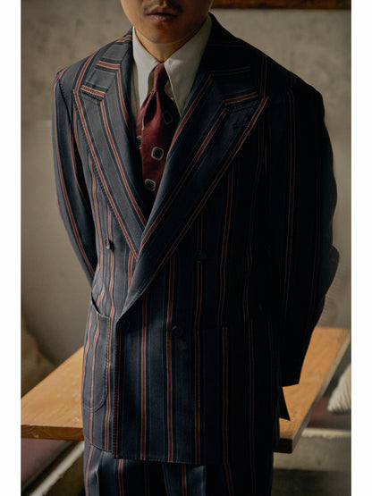 「Vintage Venetian Stripe」Italian-style Half-canvass Peaked Lapel Suit Jacket