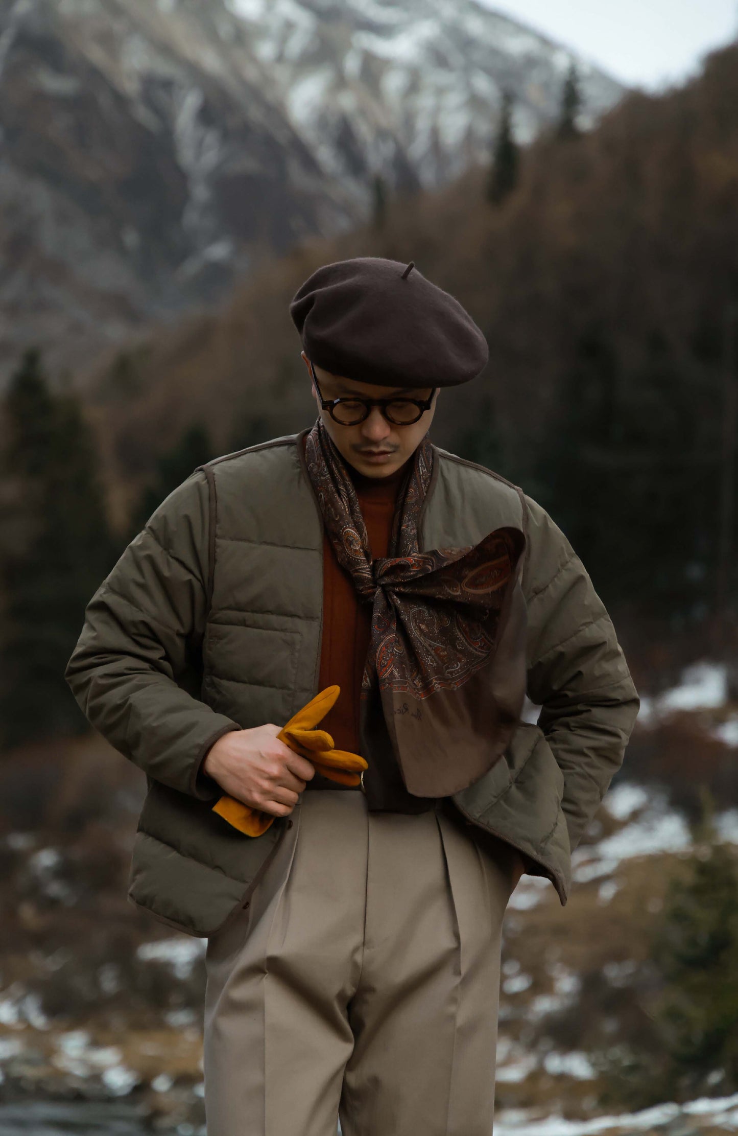 Tweed Charles Hunter Jacket with Detachable Goose-Down Liner — Forest Green