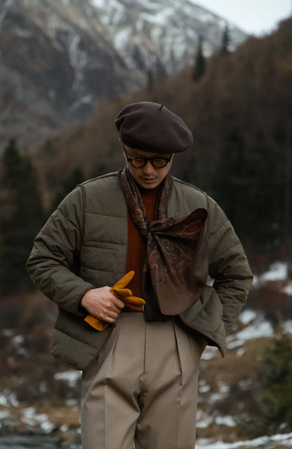 Tweed Charles Hunter Jacket with Detachable Goose-Down Liner — Forest Green