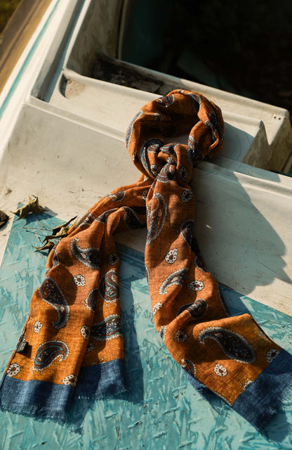 「Paisley」100% Merino Wool Shawl Scarf