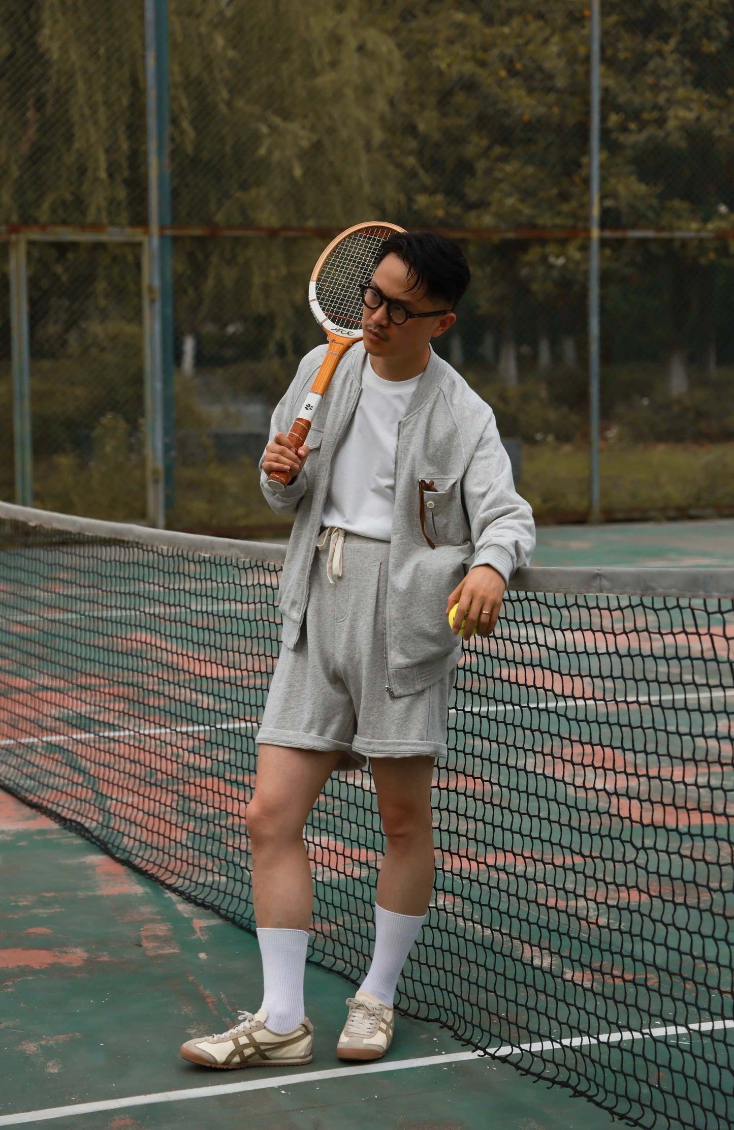 Linen Cotton Reversible Leisure Set — Mist Rock Grey Tailored Lounge Trousers