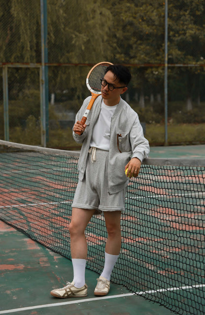 Linen Cotton Reversible Leisure Set — Mist Rock Grey Tailored Lounge Trousers
