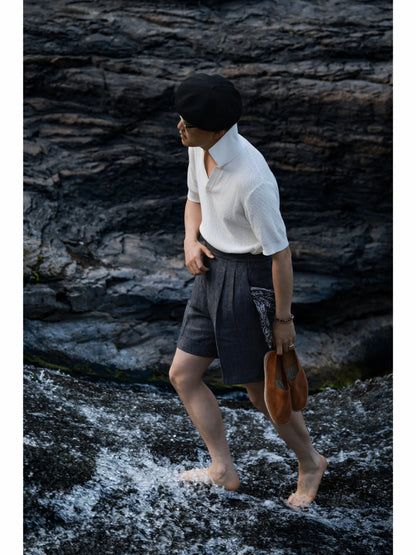 Linen Shorts — Denim