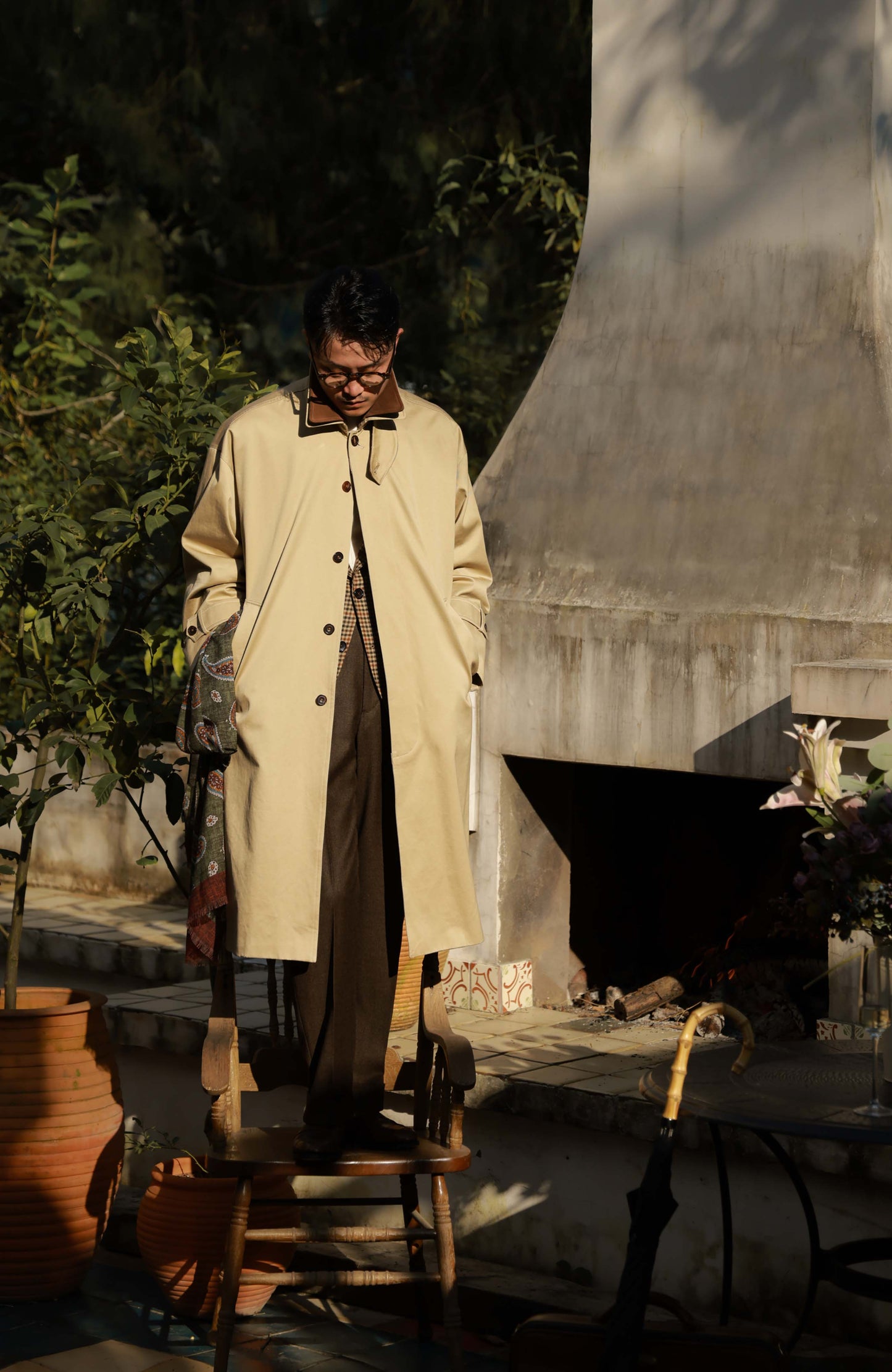 Super Heavyweight Trench Coat with Performance Finish & Detachable Wool Liner — Desert Whisper