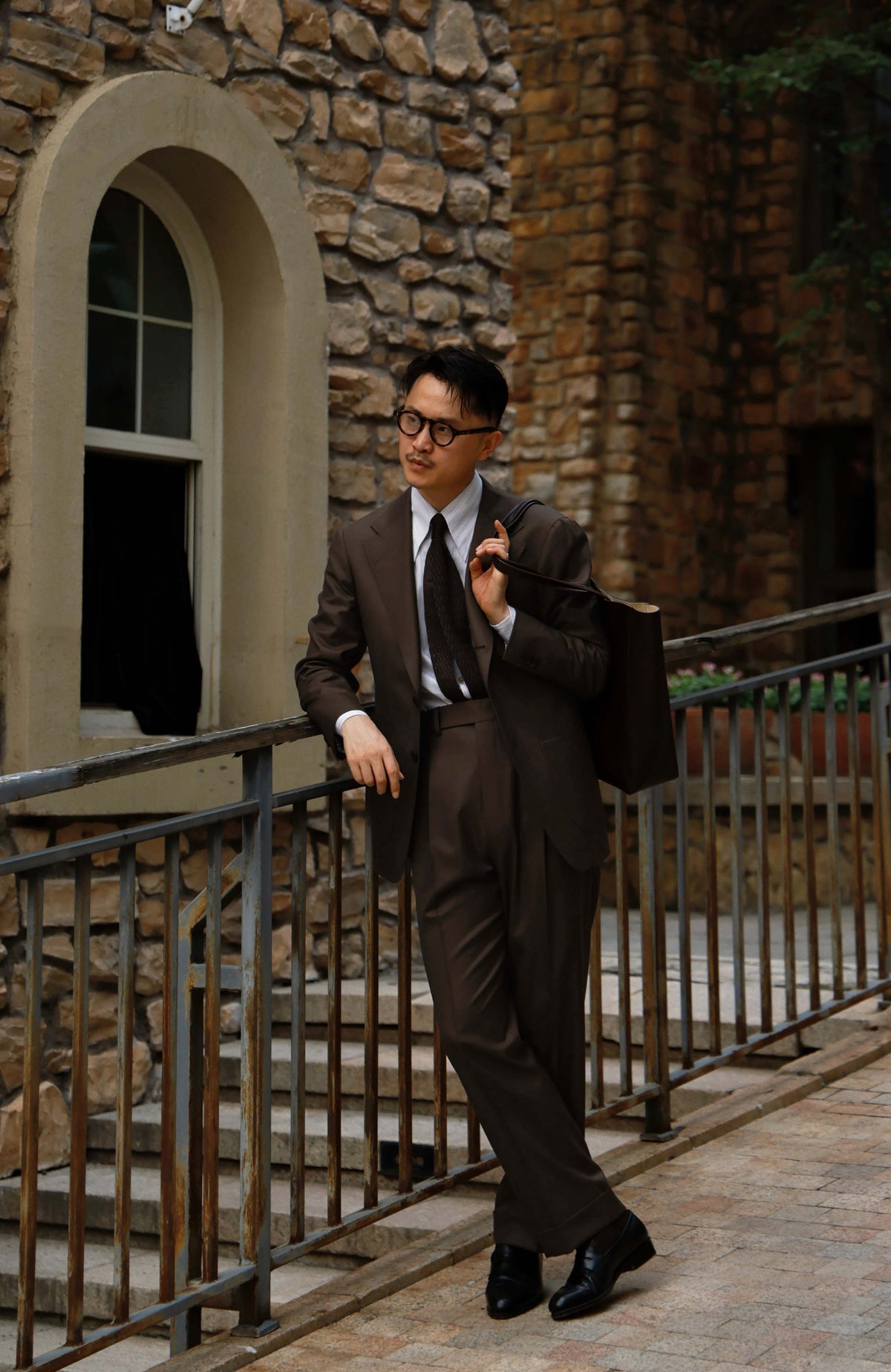 100% Merino Wool Half-Canvas Single-Breasted Suit Jacket — Burnt Umber Autumn Check