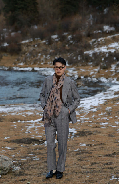 Half-Canvas Double-Breasted Flannel Suit Jacket — Prince of Wales Check