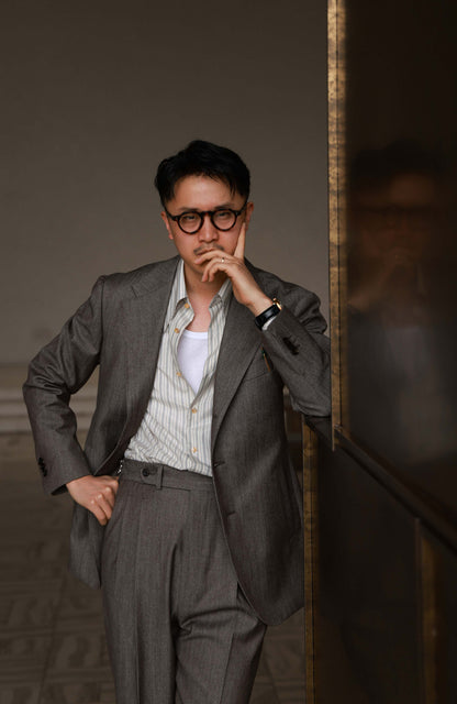 Half-Canvas Wool-Cotton Blend Slanted-Pocket Suit Jacket — Gobi Sand
