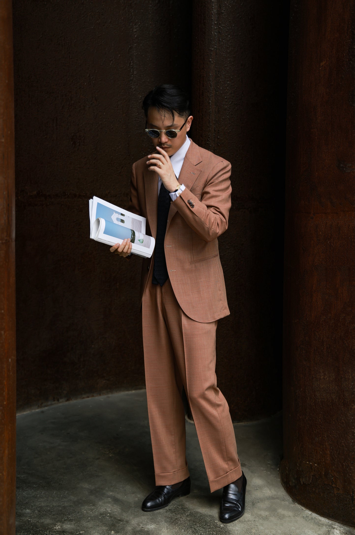 Suit Jacket with Half-Canvas and Peaked Collar — Tangerine