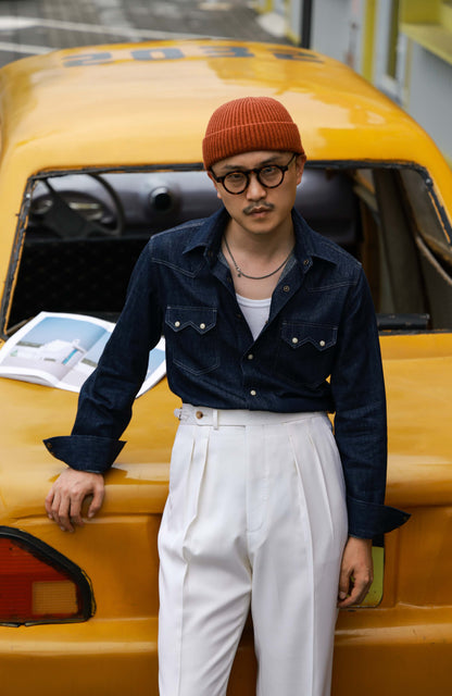 Handcrafted Mini-Point Collar Shirt — Ink Blue Denim