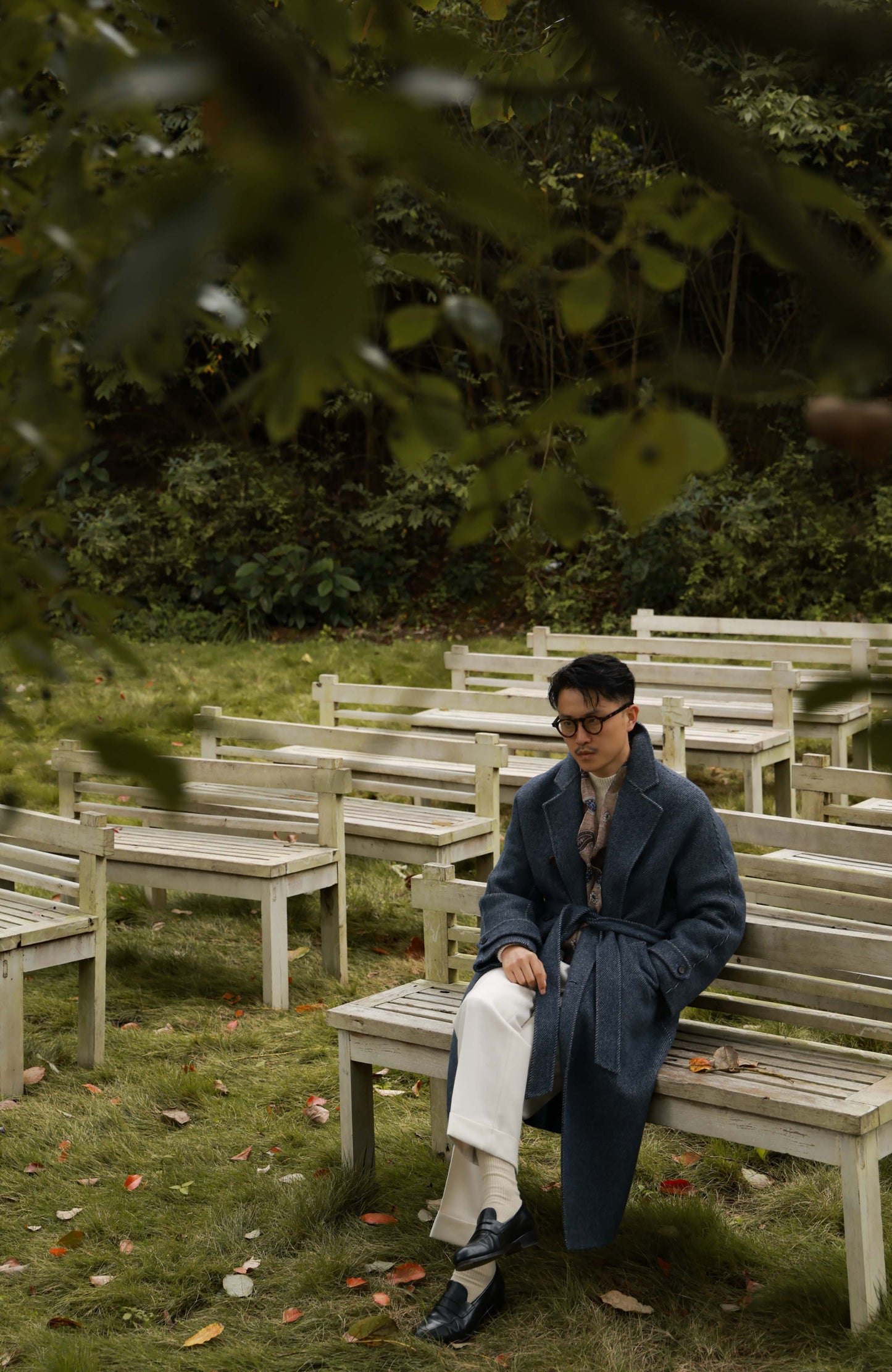 Camel Hair–Wool Blend Double-Faced Overcoat — Misty Midnight Blue