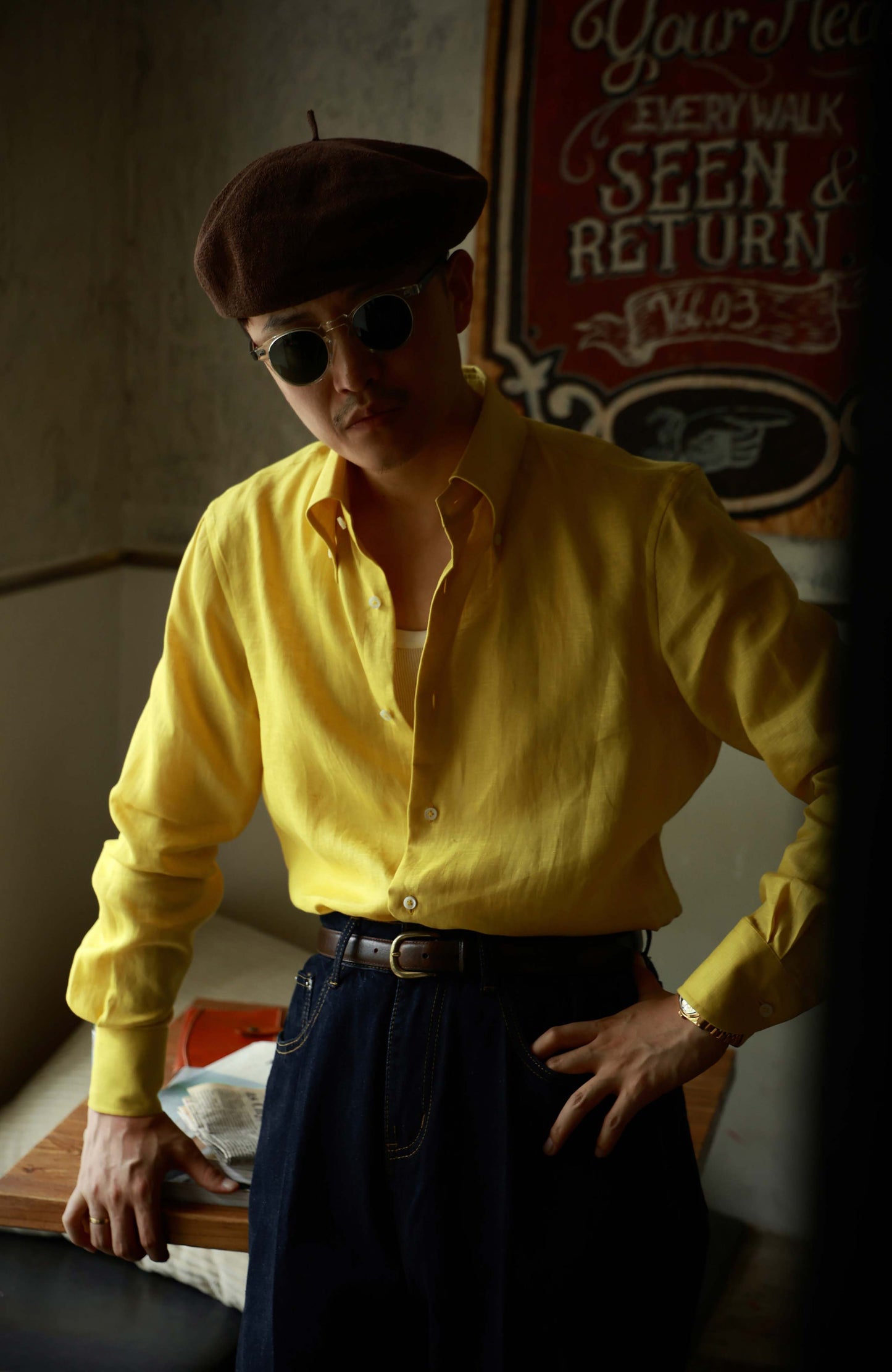 Linen Button-Down Collar Shirt — Lemon Zest