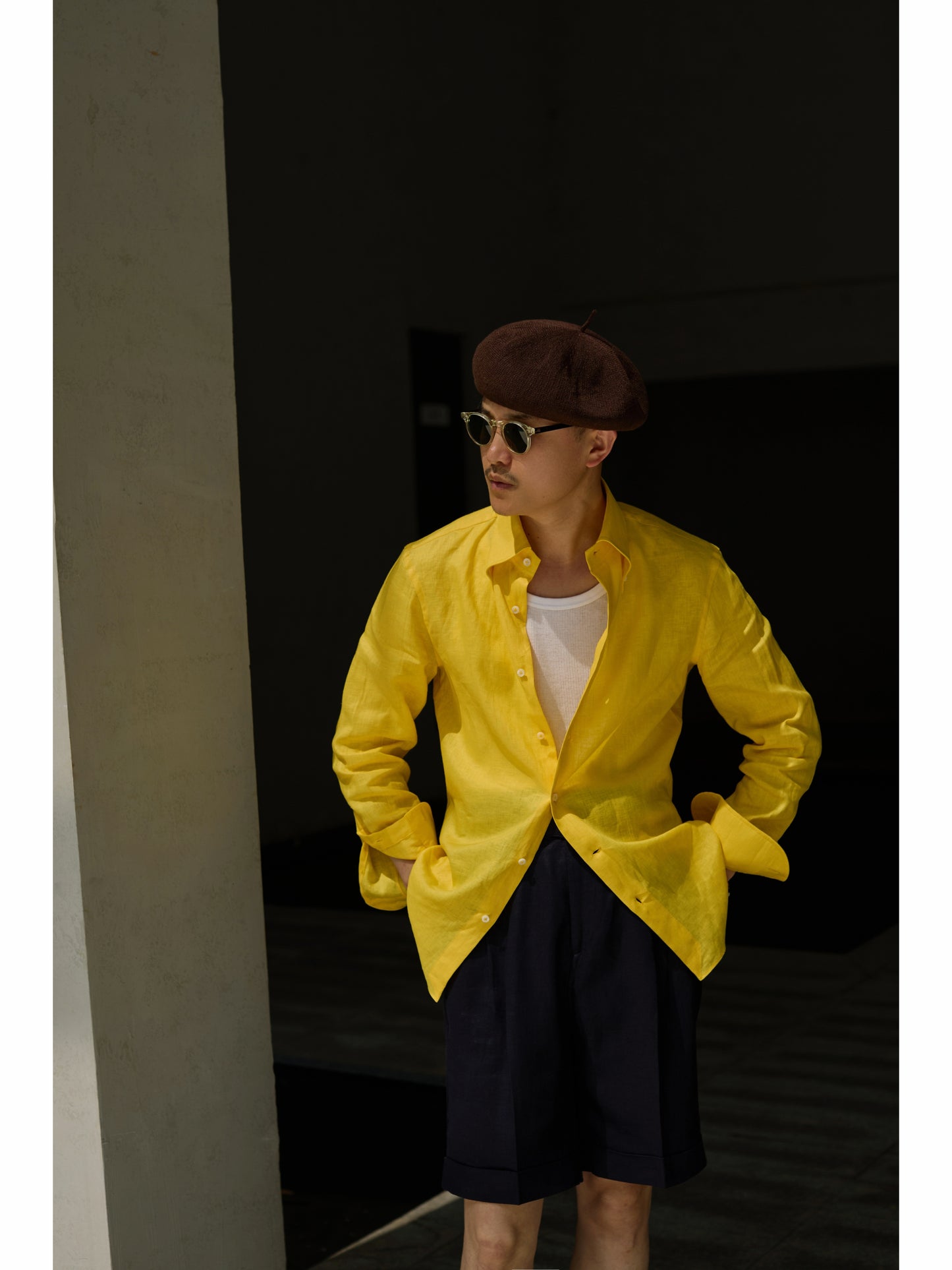 Gurkha Linen Shorts — Navy