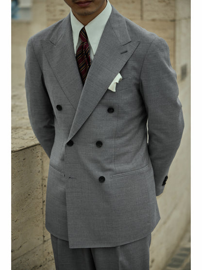 「Eclipse Grey」Italian-style Full-canvass Peaked Lapel Suit Jacket