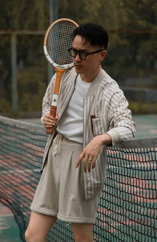 Linen Cotton Reversible Leisure Set — Bare Clay Sand Tailored Lounge Shorts