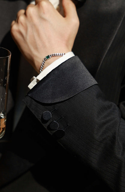 Half-Canvas Shawl-Lapel Evening Jacket — Luminous Midnight Black