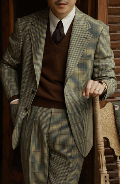 Half-Canvas Single-Breasted Suit Jacket — Old Money Vintage Check