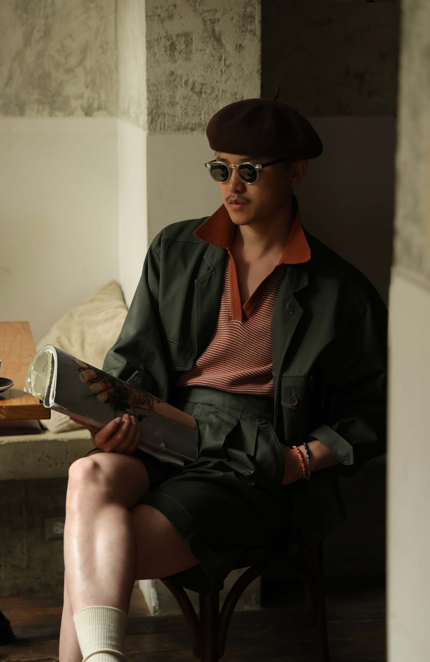 Handmade Linen Beret — Chestnut Brown