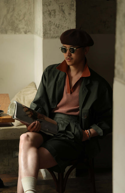 Handmade Linen Beret — Chestnut Brown