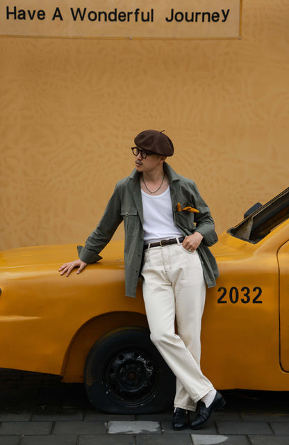 Large pointy Collar Shirt — Verdant Mist