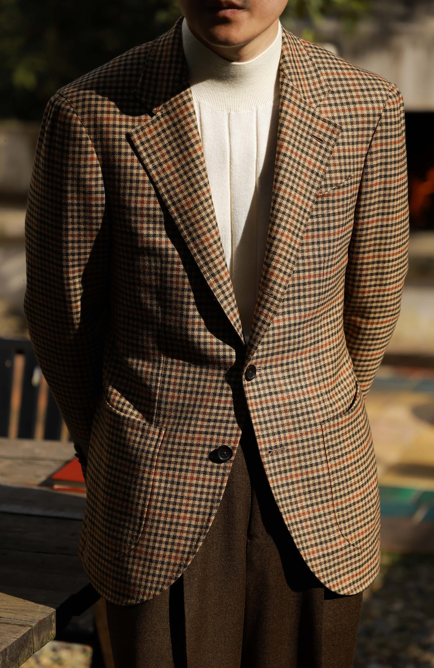 Half-Canvas Single-Breasted Suit Jacket — Autumn Vichy Check