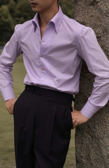 CANCLINI Cotton Handcrafted One-Piece Collar Shirt — Misty Wisteria