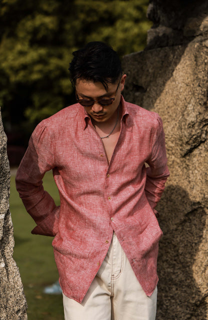 Linen One-Piece Collar Shirt — Red Canyon Sand