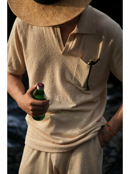 「Dune」Terry-Knit Combed-Cotton Short-Sleeve Polo Shirt in the set