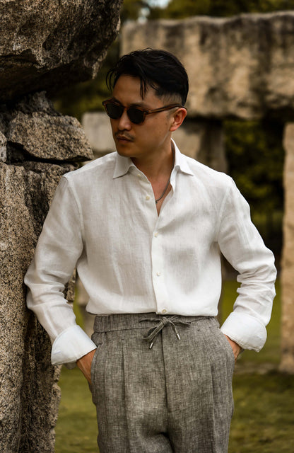 Linen Wide-Spread Collar Shirt — Native Linen White