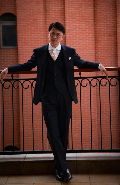 Half-Canvas Single-Breasted Suit Jacket — Midnight Blue